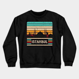 Istanbul Vintage Skyline Sultan Mosque Turkey Crewneck Sweatshirt